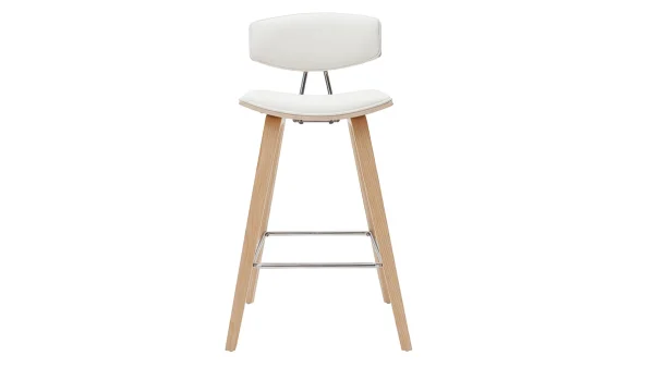 Tabourets De Bar Design Blanc Et Bois Clair H69 Cm (lot De 2) VASCO 3