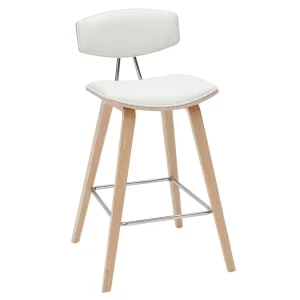 Tabourets De Bar Design Blanc Et Bois Clair H69 Cm (lot De 2) VASCO 14