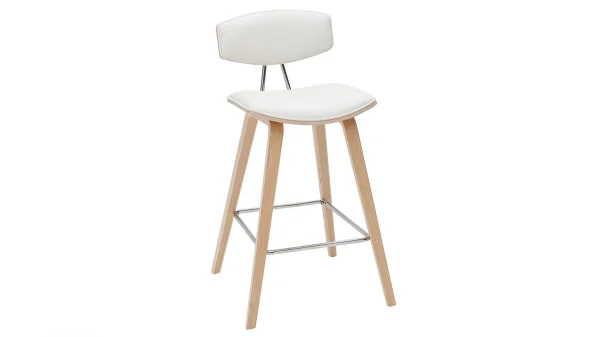 Tabourets De Bar Design Blanc Et Bois Clair H69 Cm (lot De 2) VASCO 4