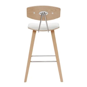 Tabourets De Bar Design Blanc Et Bois Clair H69 Cm (lot De 2) VASCO 18