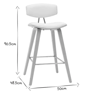 Tabourets De Bar Design Blanc Et Bois Clair H69 Cm (lot De 2) VASCO 22