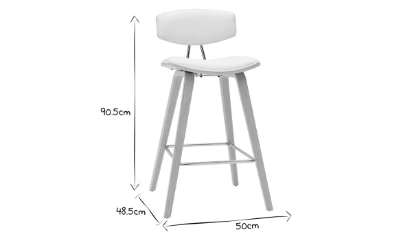 Tabourets De Bar Design Blanc Et Bois Clair H69 Cm (lot De 2) VASCO 8