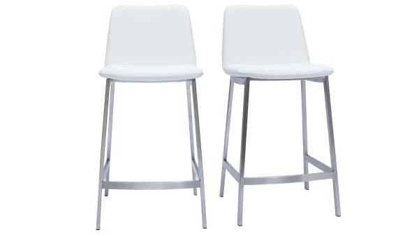 Tabourets De Bar Design Blancs H66 Cm (lot De 2) ARSENE soldes de Noël 1