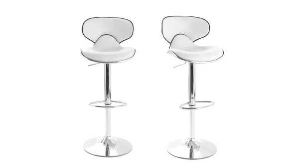 Tabourets De Bar Design Blancs (lot De 2) PEGASE 1