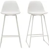 ﻿soldes Tabourets De Bar Design Blancs Pieds Métal 65 Cm (lot De 2) FRANZ 22