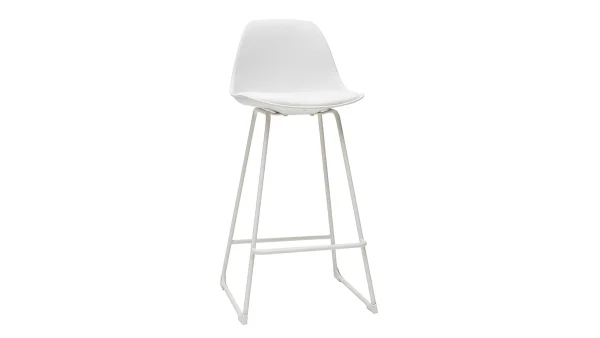 ﻿soldes Tabourets De Bar Design Blancs Pieds Métal 65 Cm (lot De 2) FRANZ 4