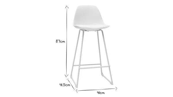 ﻿soldes Tabourets De Bar Design Blancs Pieds Métal 65 Cm (lot De 2) FRANZ 10