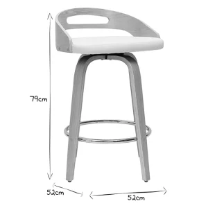 Tabourets De Bar Design Bois Clair Et Polyuréthane Blanc 65cm (lot De 2) MANO 22