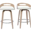 officiel Tabourets De Bar Design Bois Clair Et Polyuréthane Blanc 65cm (lot De 2) MANO 28