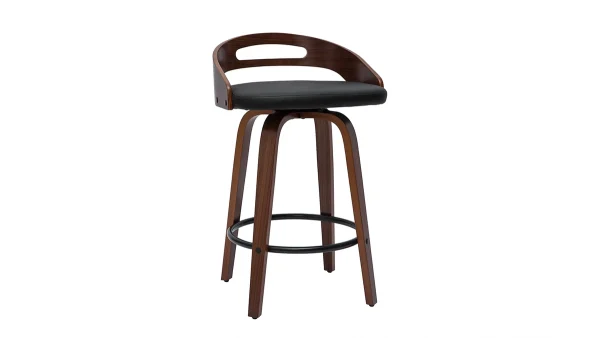 Top ventes Tabourets De Bar Design Bois Foncé Et Polyuréthane Noir 65cm (lot De 2) MANO 4