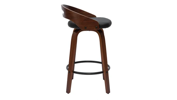 Top ventes Tabourets De Bar Design Bois Foncé Et Polyuréthane Noir 65cm (lot De 2) MANO 6