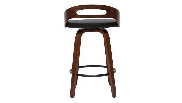 Top ventes Tabourets De Bar Design Bois Foncé Et Polyuréthane Noir 65cm (lot De 2) MANO 7