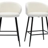 Tabourets De Bar Design En Tissu Effet Laine Bouclée Et Métal Noir (lot De 2) ROSALIE 26