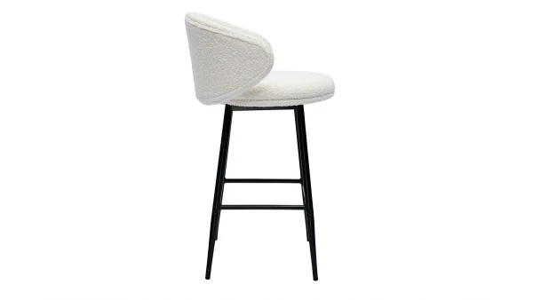 Tabourets De Bar Design En Tissu Effet Laine Bouclée Et Métal Noir (lot De 2) ROSALIE 5