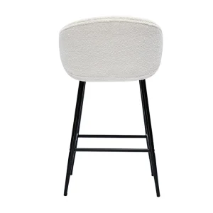 Tabourets De Bar Design En Tissu Effet Laine Bouclée Et Métal Noir (lot De 2) ROSALIE 16