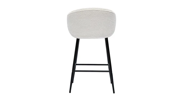 Tabourets De Bar Design En Tissu Effet Laine Bouclée Et Métal Noir (lot De 2) ROSALIE 6