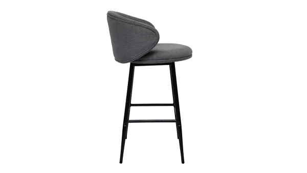 Tabourets De Bar Design En Tissu Effet Velours Gris Et Métal Noir (lot De 2) ROSALIE 5