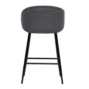 Tabourets De Bar Design En Tissu Effet Velours Gris Et Métal Noir (lot De 2) ROSALIE 16