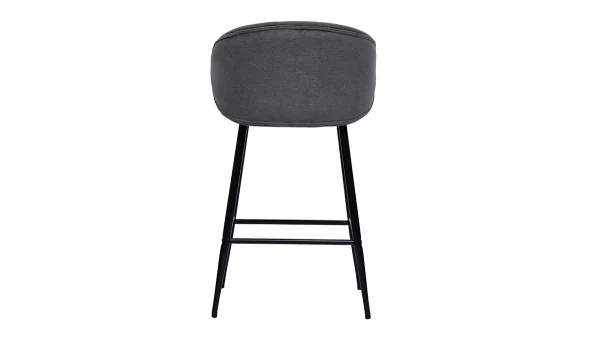 Tabourets De Bar Design En Tissu Effet Velours Gris Et Métal Noir (lot De 2) ROSALIE 6