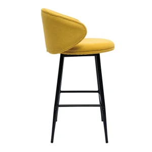 Tabourets De Bar Design En Tissu Effet Velours Jaune Moutarde Et Métal Noir (lot De 2) ROSALIE boutique en france 15