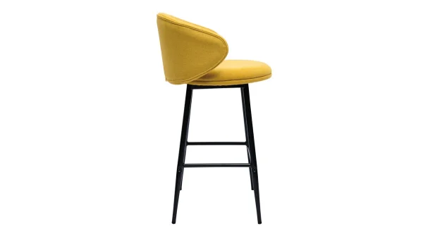 Tabourets De Bar Design En Tissu Effet Velours Jaune Moutarde Et Métal Noir (lot De 2) ROSALIE boutique en france 5