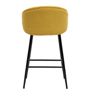 Tabourets De Bar Design En Tissu Effet Velours Jaune Moutarde Et Métal Noir (lot De 2) ROSALIE à prix réduits 17