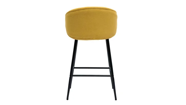 Tabourets De Bar Design En Tissu Effet Velours Jaune Moutarde Et Métal Noir (lot De 2) ROSALIE 6