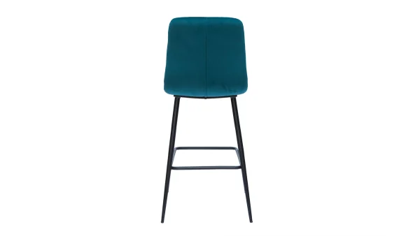 Tabourets De Bar Design En Tissu Velours Gaufré Bleu Pétrole Et Métal H65 Cm (lot De 2) ESCAPE 6