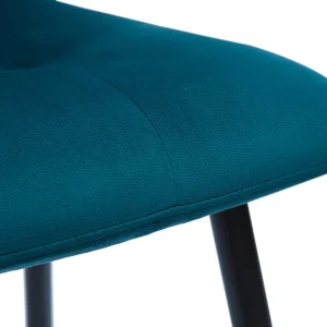 Tabourets De Bar Design En Tissu Velours Gaufré Bleu Pétrole Et Métal H65 Cm (lot De 2) ESCAPE 19