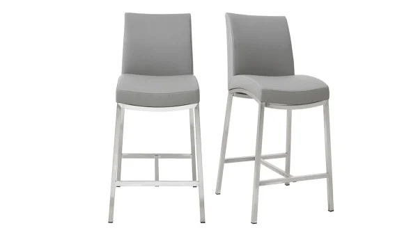 Tabourets De Bar Design Gris Clair H70 Cm (lot De 2) OLLY vente en ligne pas cher 1