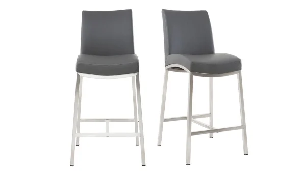 magasin france Tabourets De Bar Design Gris Foncé H70 Cm (lot De 2) OLLY 1