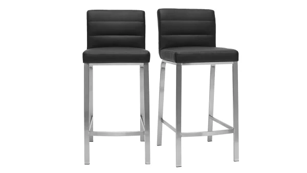 Tabourets De Bar Design Noirs 66 Cm (lot De 2) TOMY 1