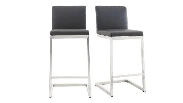 Tabourets De Bar Design Noirs Avec Pieds Métal (lot De 2) STELLAR 1