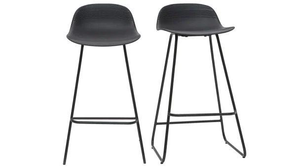 Tabourets De Bar Design Noirs H65 Cm (lot De 2) ELLA Retour gratuit en magasin. 1