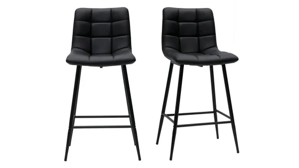 Tabourets De Bar Design Noirs H65 Cm (lot De 2) MAXWELL 1