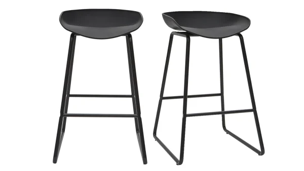 Tabourets De Bar Design Noirs H65 Cm (lot De 2) PEBBLE 1