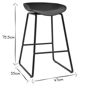 Tabourets De Bar Design Noirs H65 Cm (lot De 2) PEBBLE 22