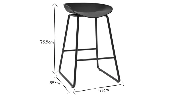 Tabourets De Bar Design Noirs H65 Cm (lot De 2) PEBBLE 8