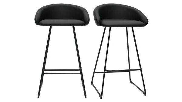 Tabourets De Bar Design Noirs H69 Cm (lot De 2) REYNOLD 1