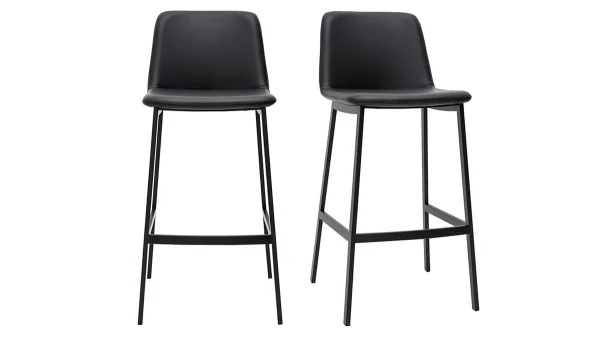 Tabourets De Bar Design Noirs H75 Cm (lot De 2) ARSENE 1