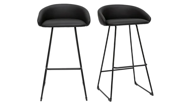 Tabourets De Bar Design Noirs H75 Cm (lot De 2) REYNOLD 1