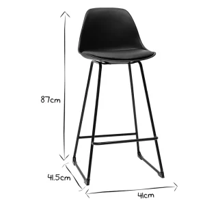 Tabourets De Bar Design Noirs Pieds Métal 65 Cm (lot De 2) FRANZ 22