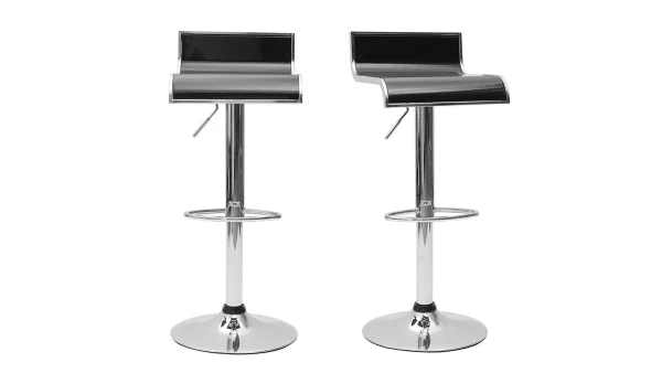 Tabourets De Bar Design Noirs WAVES (lot De 2) 1