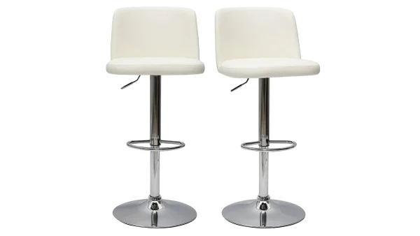 Tabourets De Bar Design Réglables Blancs (lot De 2) MONTI boutique pas cher 1