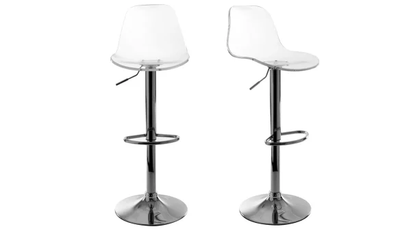 magasin en ligne france Tabourets De Bar Design Réglables Transparents (lot De 2) GALILEO 1