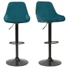 Tabourets De Bar Design Réglables Velours Bleu Pétrole (lot De 2) HOLO marque moins cher 23