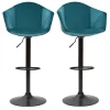 magasin solde Tabourets De Bar Design Réglables Velours Bleu Pétrole (lot De 2) TAYA 25