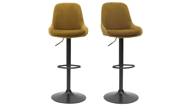 Tabourets De Bar Design Réglables Velours Bronze (lot De 2) HOLO shopping pas cher 1