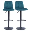 Tabourets De Bar Design Réglables Velours Gaufré Bleu Pétrole (lot De 2) ESCAPE 20