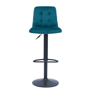 Tabourets De Bar Design Réglables Velours Gaufré Bleu Pétrole (lot De 2) ESCAPE 12